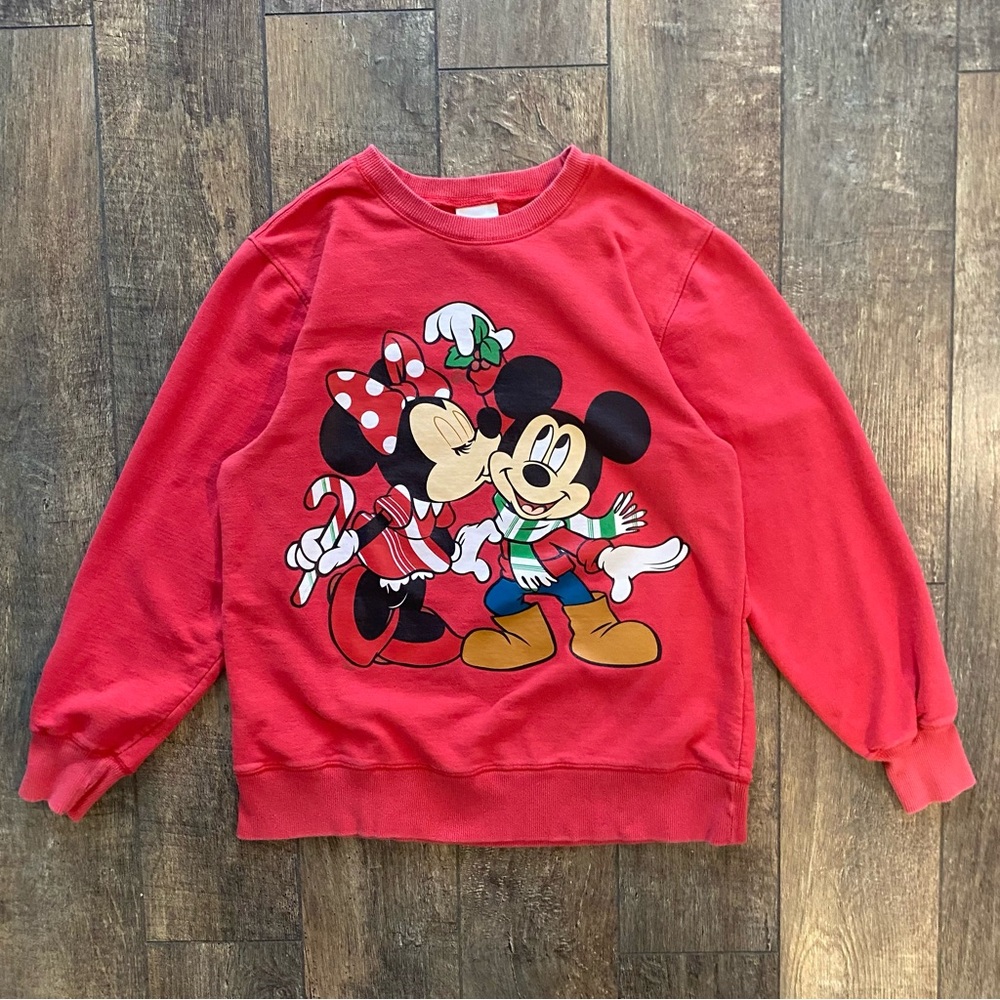 vintage disney christmas red mickey & minnie crewneck sweatshirt